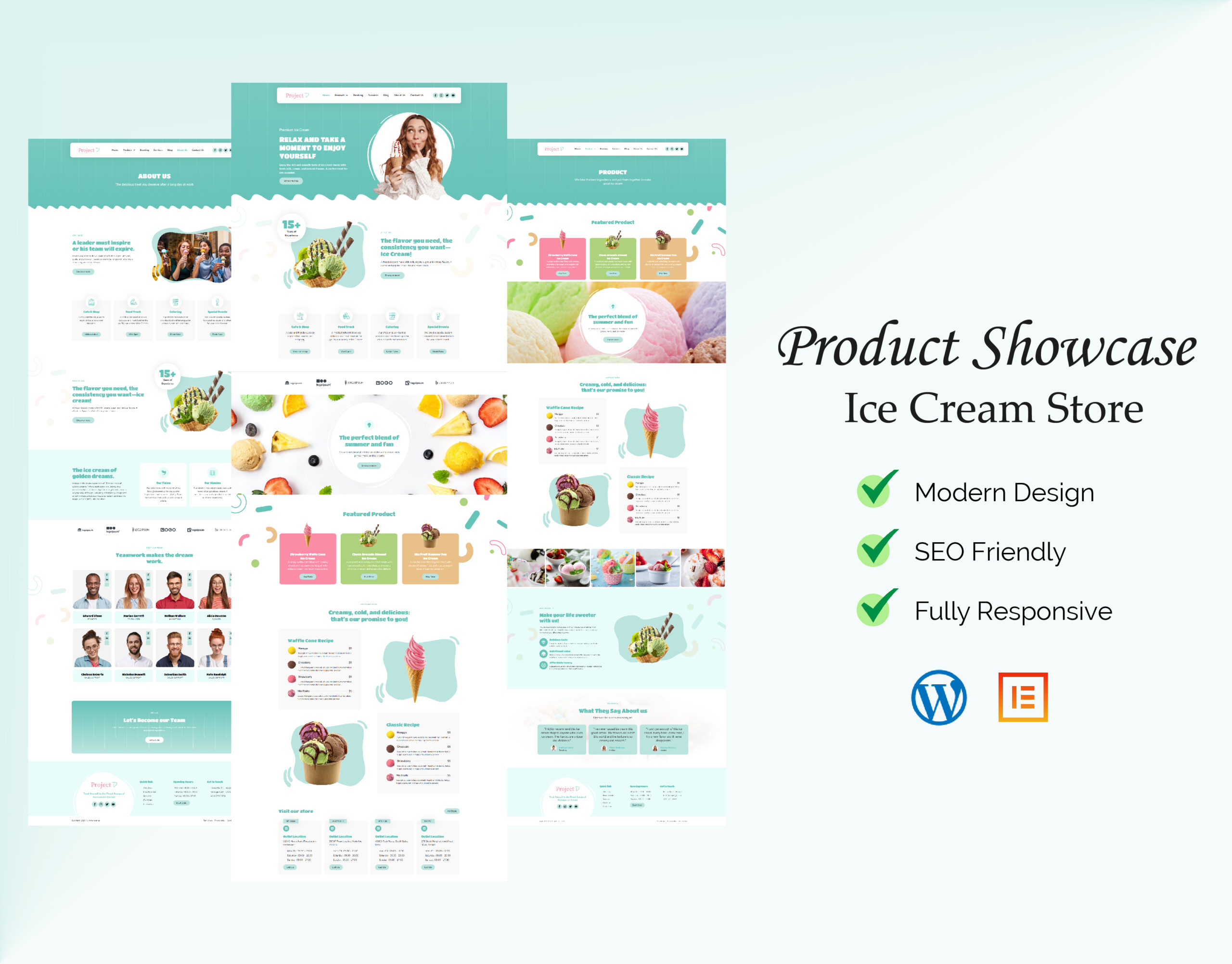 Ice Cream Product showcase website for ecommerce,agency